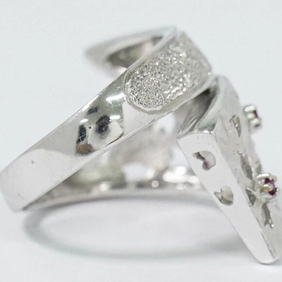 Sakura Ruby 0.05ct Diamond 0.10ct Ring K18 White Gold US 5-5.5 8.7g - Picture 8 of 8